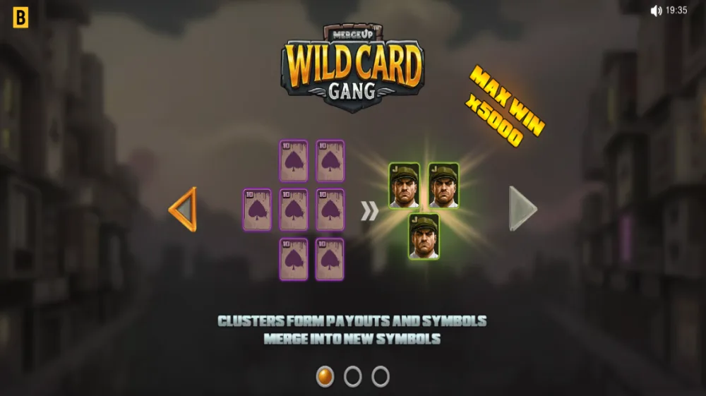Wild Card Gang Slot von BGaming — 6x6 Cluster-Pays mit Krimi-Theme und MergeUp