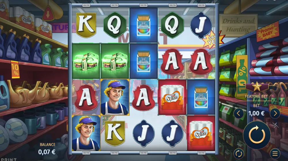 Win-O-Mart Slot von Print Studios — Spielansicht mit Bonus-Bundle-System