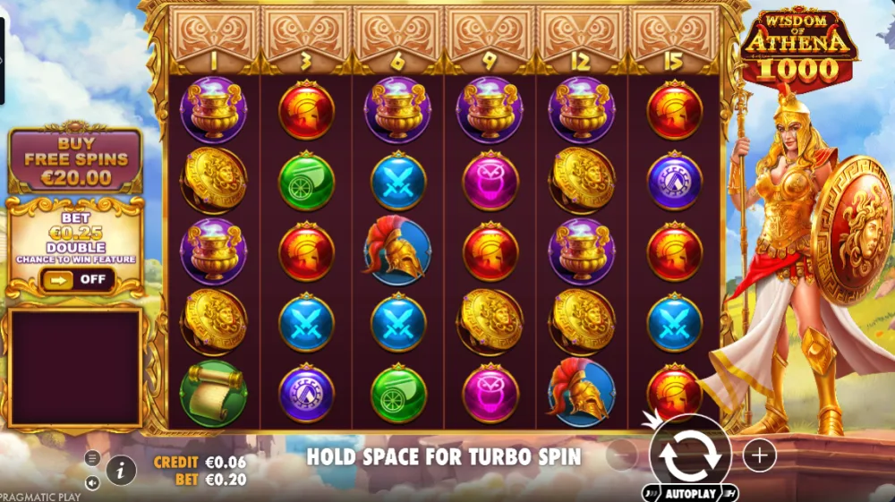 Wisdom of Athena 1000 Slot von Pragmatic Play — Multiplikator-Symbole auf dem Grid