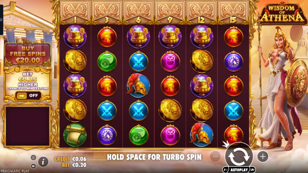 Wisdom of Athena Slot von Pragmatic Play — Gameplay auf dem griechischen Grid