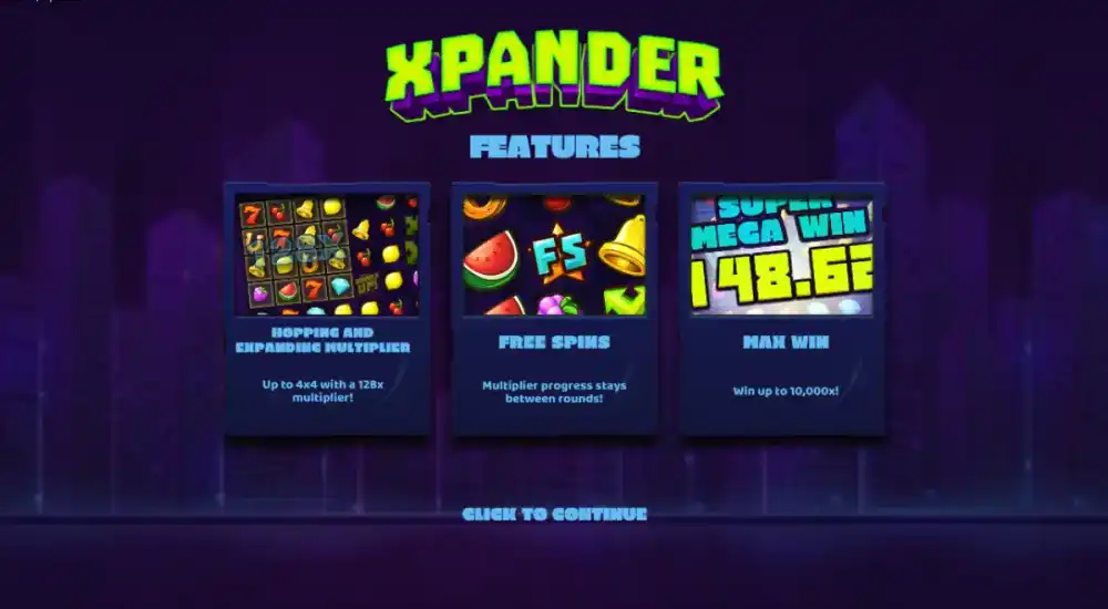 Xpander Slot von Hacksaw Gaming — Retro-Cluster-Grid mit Hopper Multiplikator auf 7x7 Spielfeld