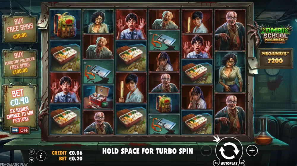 Zombie School Megaways Slot von Pragmatic Play — Megaways-Gameplay